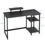 Compact Black Computer Desk with Monitor Stand