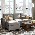 Light Grey L-Shaped Convertible Sofa for Small Spaces
