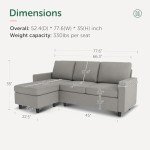 Light Grey L-Shaped Convertible Sofa for Small Spaces