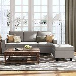 Light Grey L-Shaped Convertible Sofa for Small Spaces
