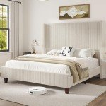 HOWE King Size Corduroy Upholstered Bed Frame