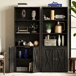 Industrial 5-Shelf Bookcase with Doors - Floor Standing