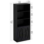 Industrial 5-Shelf Bookcase with Doors - Floor Standing