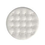 Cream Upholstered Round Tufted Ottoman with Storage