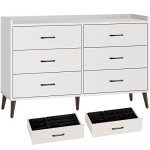 Rolanstar 6-Drawer Modern Storage Dresser - White