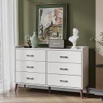 Rolanstar 6-Drawer Modern Storage Dresser - White