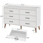 Rolanstar 6-Drawer Modern Storage Dresser - White
