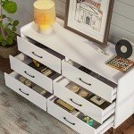 Rolanstar 6-Drawer Modern Storage Dresser - White