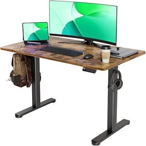 Adjustable Electric Standing Desk - Black/Rustic Brown