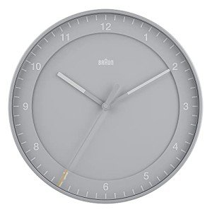Braun Classic Large Silent Sweep Wall Clock - Grey