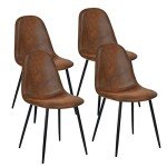 Modern Suede Dining Chairs Set of 4, Brown