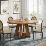 Tribesigns Rustic Round Dining Table for 4