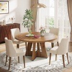 Tribesigns Rustic Round Dining Table for 4