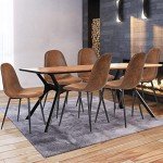 Modern Suede Dining Chairs Set of 4, Brown