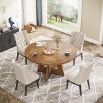 Tribesigns Rustic Round Dining Table for 4