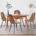 Modern Suede Dining Chairs Set of 4, Brown