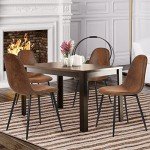 Modern Suede Dining Chairs Set of 4, Brown