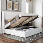 Queen Size Lift Up Storage Bed Frame – White