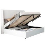 Queen Size Lift Up Storage Bed Frame – White
