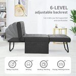 Dark Gray 4-in-1 Multifunctional Sofa Bed Ottoman