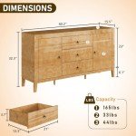 Blond Burl Mid-Century Modern Sideboard Buffet Cabinet