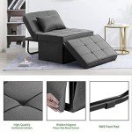 Dark Gray 4-in-1 Multifunctional Sofa Bed Ottoman