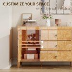 Blond Burl Mid-Century Modern Sideboard Buffet Cabinet