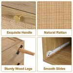 Modern 3 Drawer Rattan Dresser in Rustic Oak