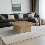 Rustic Farmhouse Square Coffee Table in Mango Brown