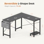 L-Shaped Computer Desk with CPU Stand, Black