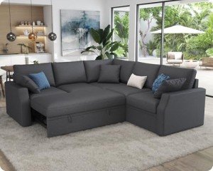 VanAcc 85-Inch L-Shaped Sofa Bed with Storage
