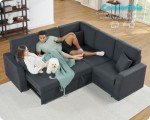 VanAcc 85-Inch L-Shaped Sofa Bed with Storage