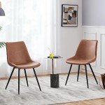 Set of 2 Modern Upholstered Dining Chairs, Brown