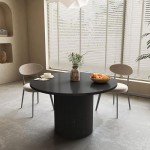 47 Inch Black Round Farmhouse Dining Table