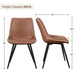 Set of 2 Modern Upholstered Dining Chairs, Brown