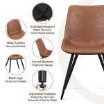 Set of 2 Modern Upholstered Dining Chairs, Brown