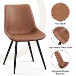 Set of 2 Modern Upholstered Dining Chairs, Brown
