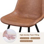 Set of 2 Modern Upholstered Dining Chairs, Brown