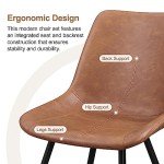 Set of 2 Modern Upholstered Dining Chairs, Brown
