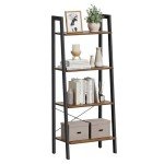 VASAGLE 4-Tier Industrial Ladder Shelf - Rustic Brown