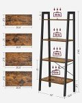 VASAGLE 4-Tier Industrial Ladder Shelf - Rustic Brown