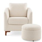 COLAMY Cream Memory Foam Accent Chair & Ottoman