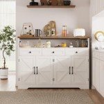 51" White Farmhouse Buffet Sideboard Cabinet