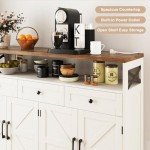 51" White Farmhouse Buffet Sideboard Cabinet