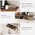 51" White Farmhouse Buffet Sideboard Cabinet