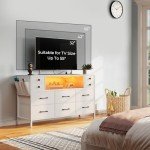 LED Dresser with Power Outlets and Drawers