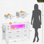 LED Dresser with Power Outlets and Drawers