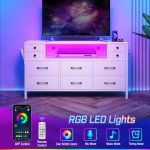 LED Dresser with Power Outlets and Drawers