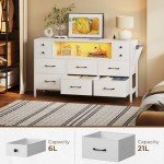 LED Dresser with Power Outlets and Drawers