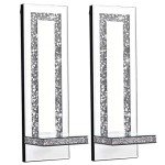 Crystal Crush Diamond Silver Candle Sconces Set of 2
